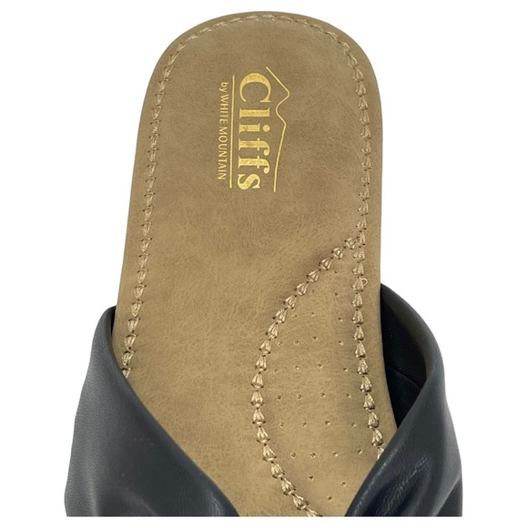 Cliffs White Mountain Favorite Black Faux Leather Womens Slide Sandals Size 10M - Picture 7 of 16